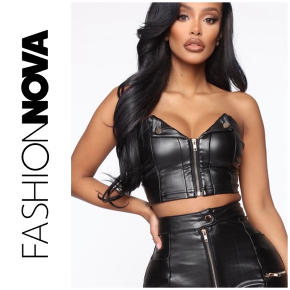 Fashion Nova Tops - Last chance ⚠️ Fashion nova leather crop top! NWT
